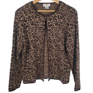 Talbots Silk & Cashmere Chocolate and Beige Cardigan. ~PLG. #0204